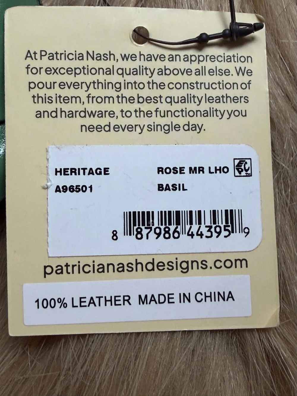 NWT High End Patricia Nash Green Leather Rose Keychain Bag Charm